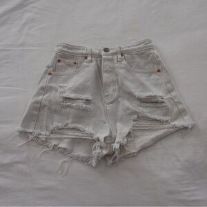 Signature8 White Jean Shorts Distressed High-Waisted